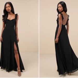 LULUS Prom Elegant Wedding Bridesmaid Romantic Flowy Chiffon Maxi Dress